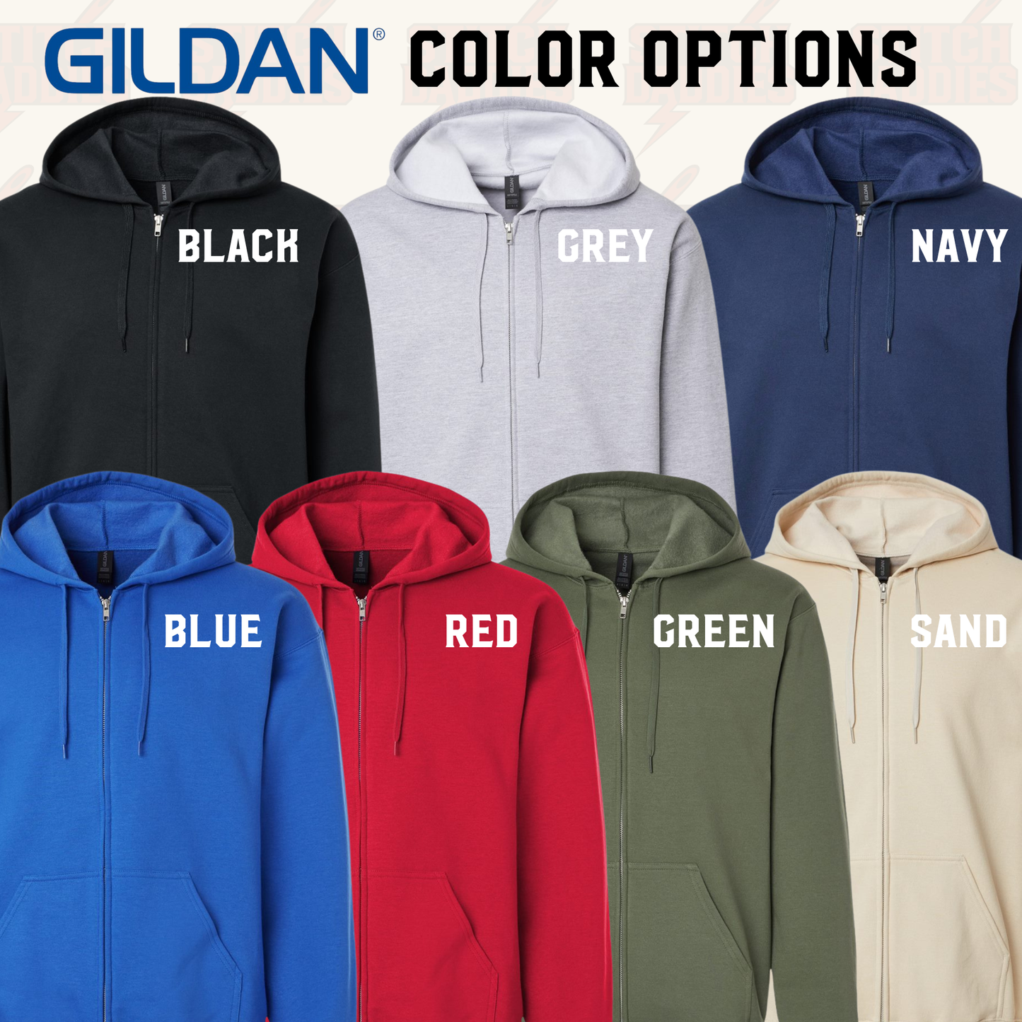 Border Collie zip-up color samples