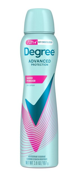 Degree Advanced 72-Hour Antiperspirant & Deodorant Dry Spray, Sheer Powder, 3.8 OZ