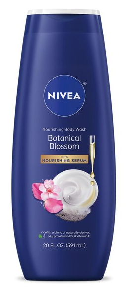 NIVEA Nourishing Botanical Blossom Body Wash with Nourishing Serum, 20 OZ