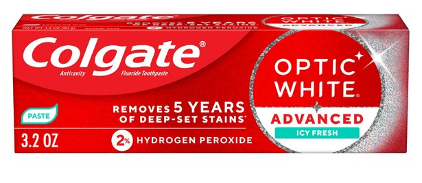 Colgate Optic White Advanced Teeth Whitening Toothpaste, Icy Fresh, 3.2 OZ