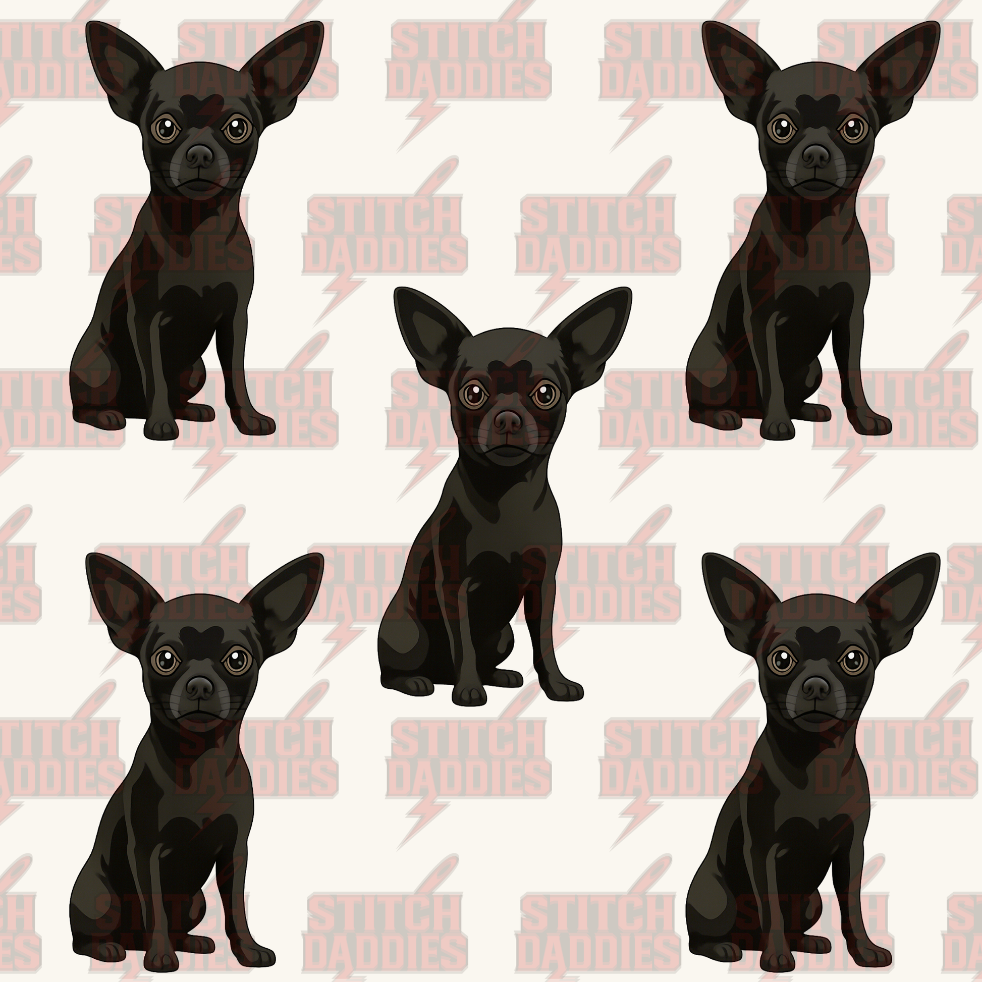 Chihuahua (Black) fur-baby artwork – custom DTF design