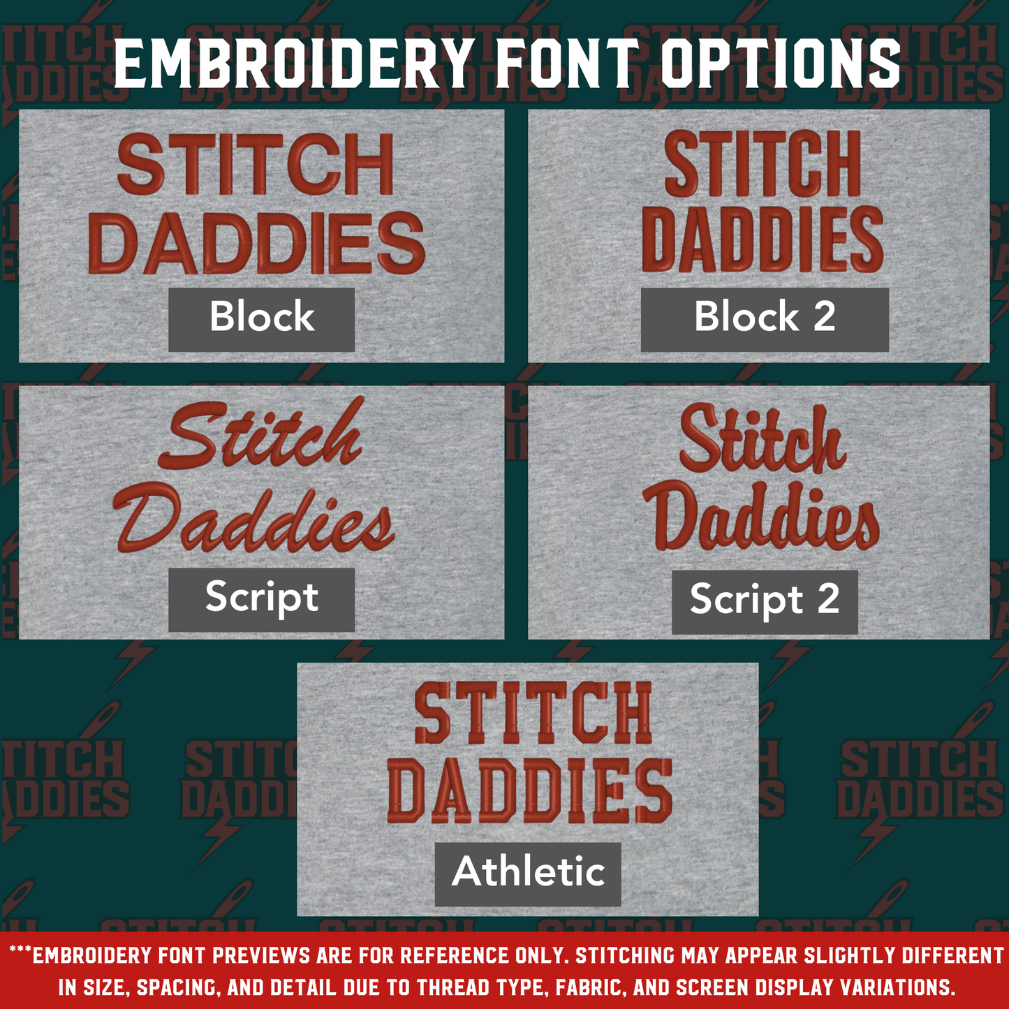 Scottish Terrier embroidery font options