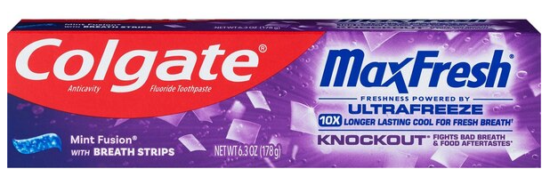 Colgate Max Fresh Knockout Toothpaste with Mini Breath Strips, Mint Fusion, 6.3 OZ