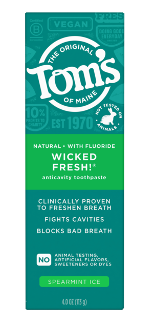 Tom's of Maine Wicked Fresh Fluoride Anticavity Toothpaste, Spearmint Ice, 4 OZ