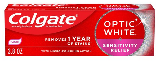 Colgate Optic White Sensitive Relief Toothpaste, 3.8 OZ