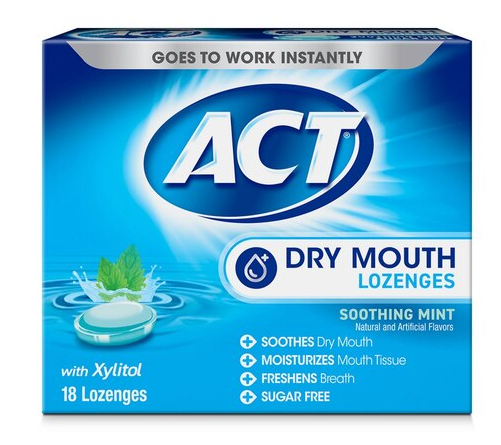 ACT Dry Mouth Lozenges with Xylitol, Soothing Mint, 18 CT