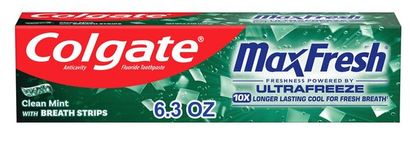 Colgate Max Fresh Toothpaste with Mini Breath Strips, Clean Mint, 1 Pack
