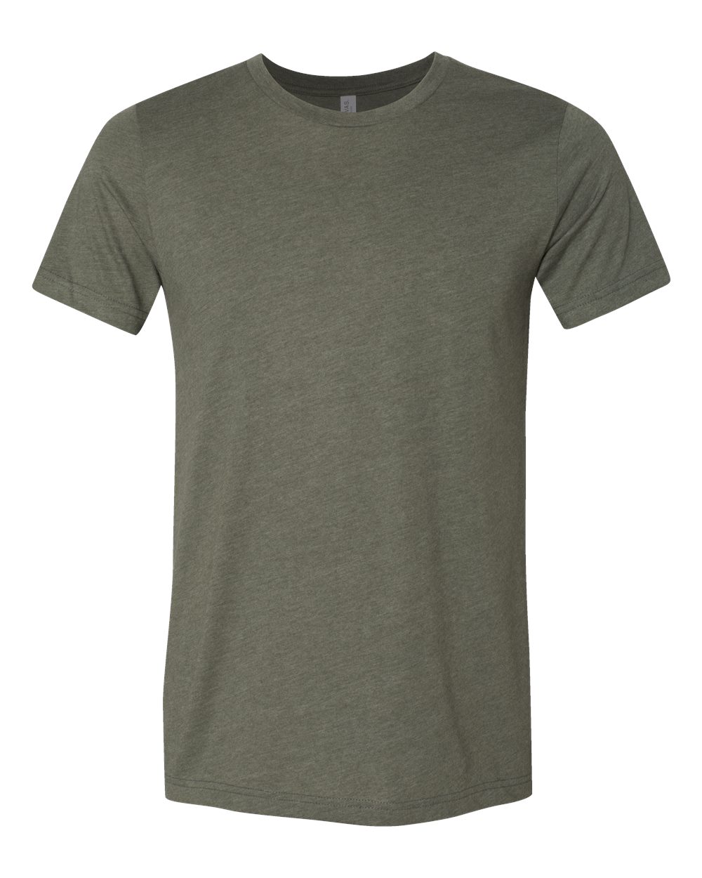Bella + Canvas 3001CVC CVC Jersey Tee — Front — Heather Military Green | placement-front color-heather-military-green