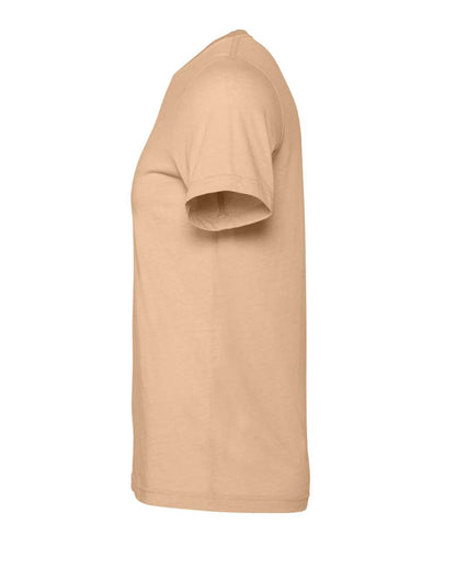 Bella + Canvas 3001CVC CVC Jersey Tee — Left Side — Heather Sand Dune | placement-left-side color-heather-sand-dune