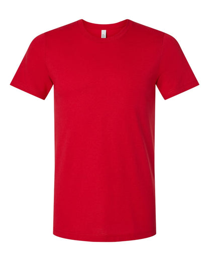 Bella + Canvas 3001CVC CVC Jersey Tee — Front — Solid Red Blend | placement-front color-solid-red-blend
