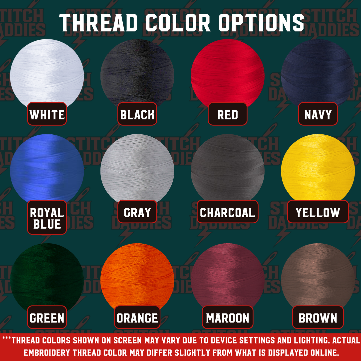 Scottish Terrier thread color options